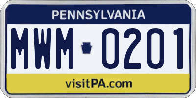 PA license plate MWM0201