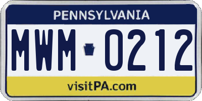 PA license plate MWM0212