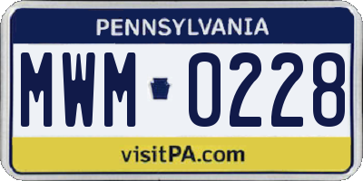 PA license plate MWM0228