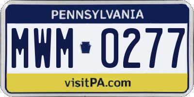 PA license plate MWM0277