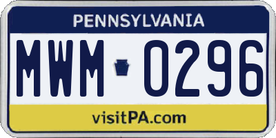 PA license plate MWM0296