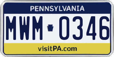 PA license plate MWM0346