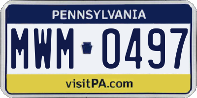 PA license plate MWM0497