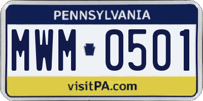 PA license plate MWM0501
