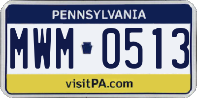 PA license plate MWM0513
