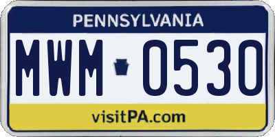 PA license plate MWM0530