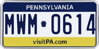 PA license plate MWM0614