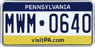 PA license plate MWM0640