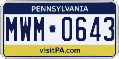 PA license plate MWM0643