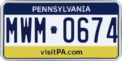 PA license plate MWM0674