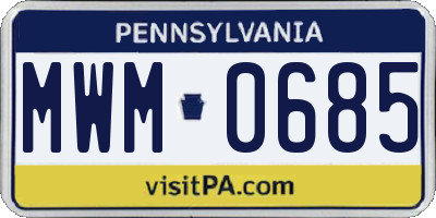 PA license plate MWM0685