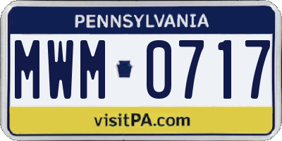 PA license plate MWM0717