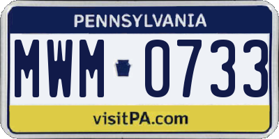 PA license plate MWM0733