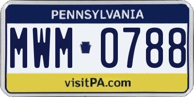 PA license plate MWM0788