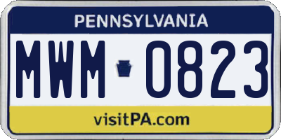 PA license plate MWM0823