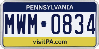 PA license plate MWM0834