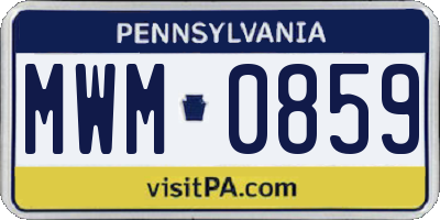 PA license plate MWM0859