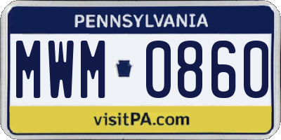 PA license plate MWM0860