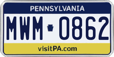 PA license plate MWM0862