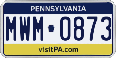 PA license plate MWM0873