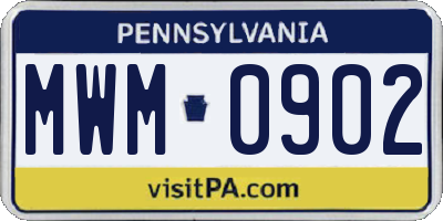 PA license plate MWM0902