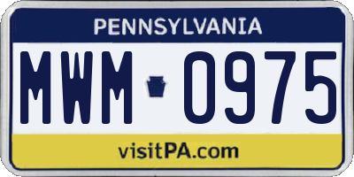 PA license plate MWM0975