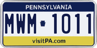 PA license plate MWM1011
