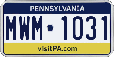 PA license plate MWM1031