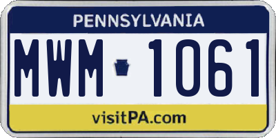 PA license plate MWM1061
