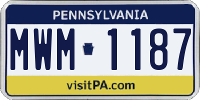 PA license plate MWM1187