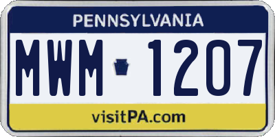 PA license plate MWM1207
