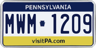 PA license plate MWM1209