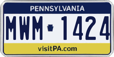PA license plate MWM1424