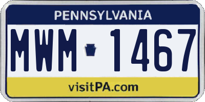 PA license plate MWM1467
