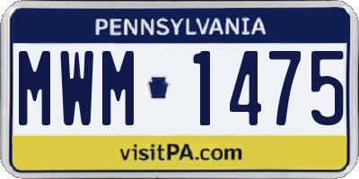 PA license plate MWM1475