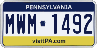 PA license plate MWM1492