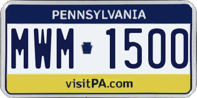 PA license plate MWM1500