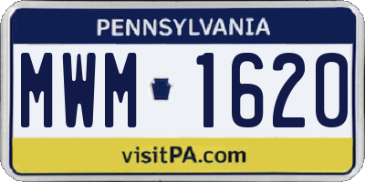 PA license plate MWM1620