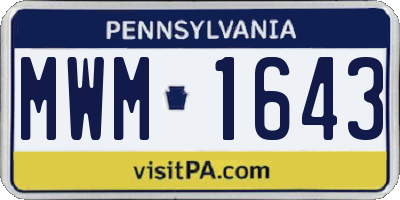 PA license plate MWM1643