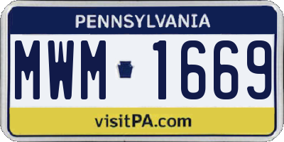PA license plate MWM1669