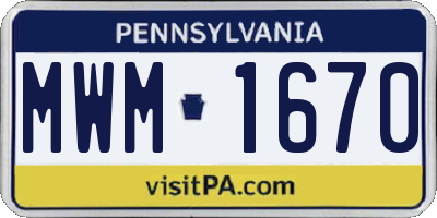 PA license plate MWM1670