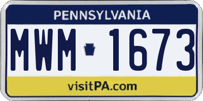 PA license plate MWM1673