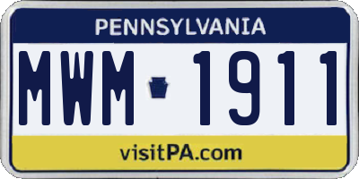 PA license plate MWM1911