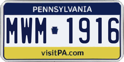 PA license plate MWM1916