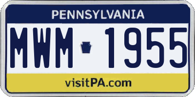 PA license plate MWM1955