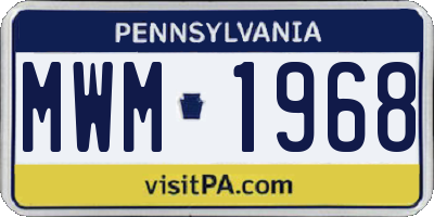 PA license plate MWM1968