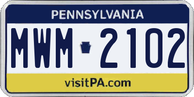PA license plate MWM2102