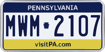 PA license plate MWM2107