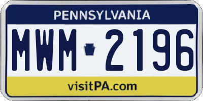 PA license plate MWM2196