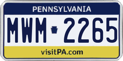 PA license plate MWM2265